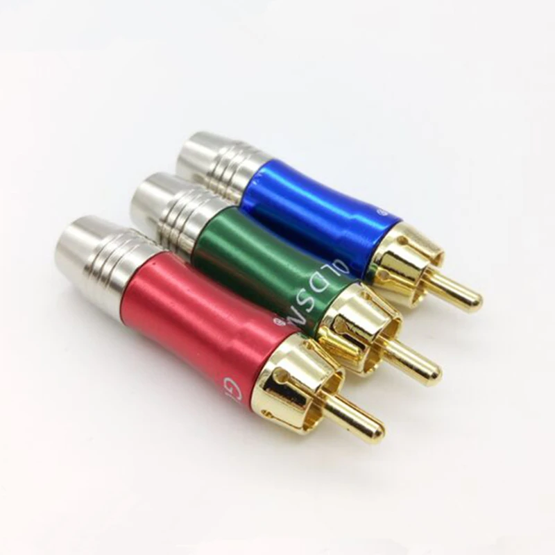 Snake welding copper Gold Plated RCA Connector RCA Male plug adapter for AV Audio Vidio Wire Connector plug Hole diameter 8.5MM