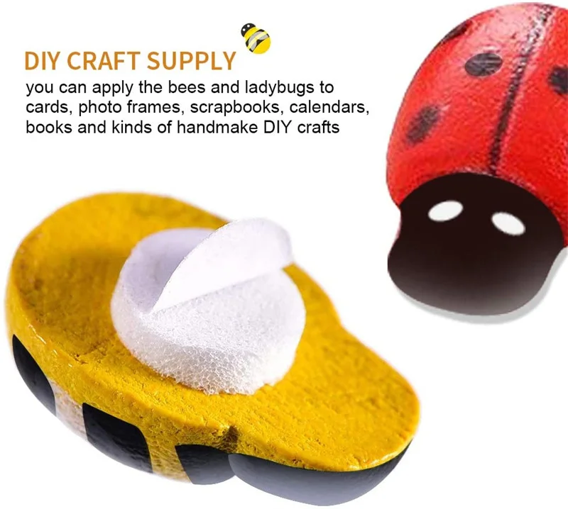 100pcs Tiny Resin Bees Ladybugs Craft Garden Red Landscape Ladybug Decoration DIY Little Animal Figurines Decor Ornaments