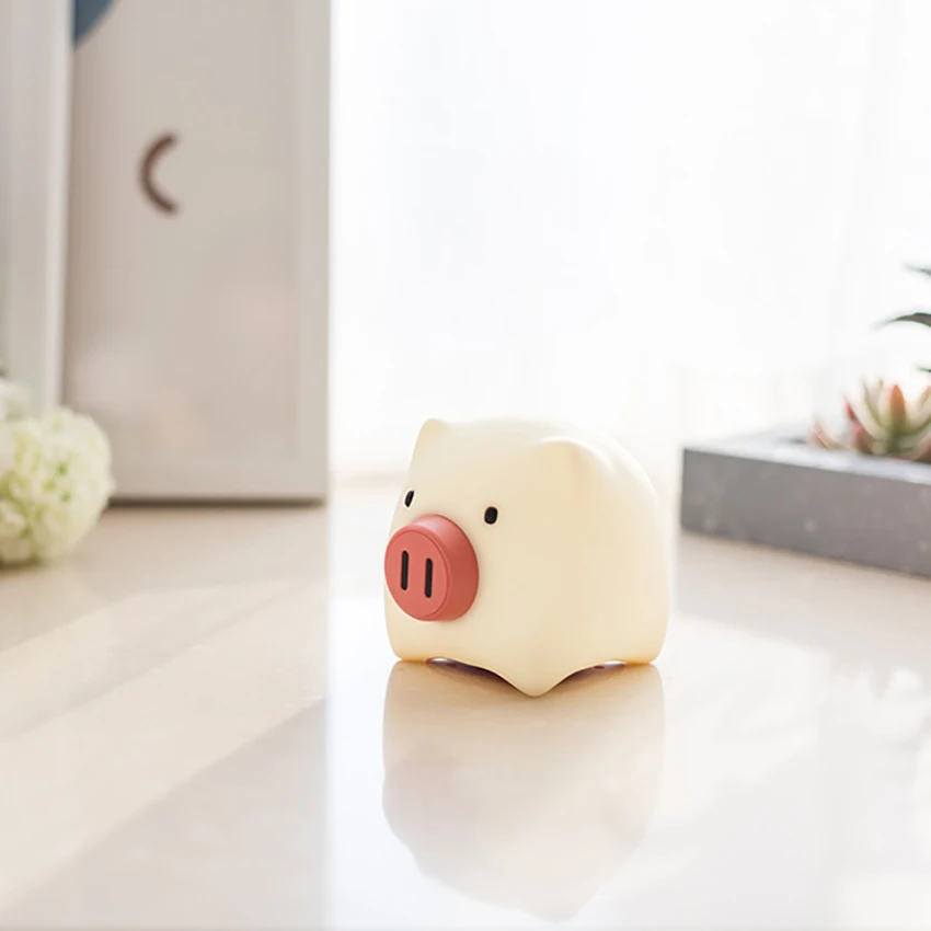 Toddler Night Light Cute Pig Night Light with Touch Button, Portable and Rechargeable Silicone Night Light, Dimmable for Kids
