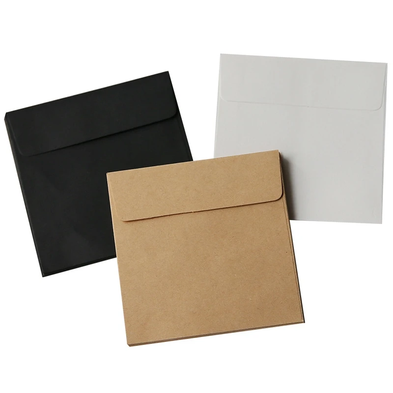 Journamm 10pcs  10*10cm Vintage Style Envelope Kraft Paper/Black Cardboard/Dowling Paper Envelope Stationery Junk Journal Supply