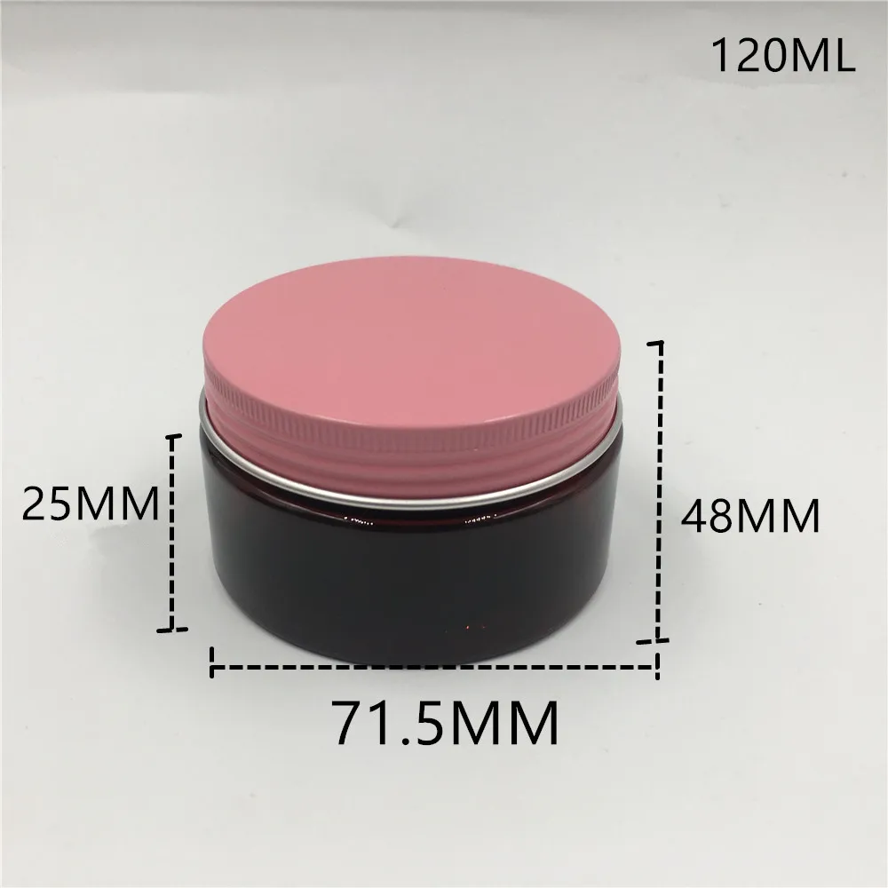 

120g/ml Transparent brown Plastic Empty bottle Originales Refillable Lucifugal Cosmetic Cream Jars pink Gold lid flat Containers