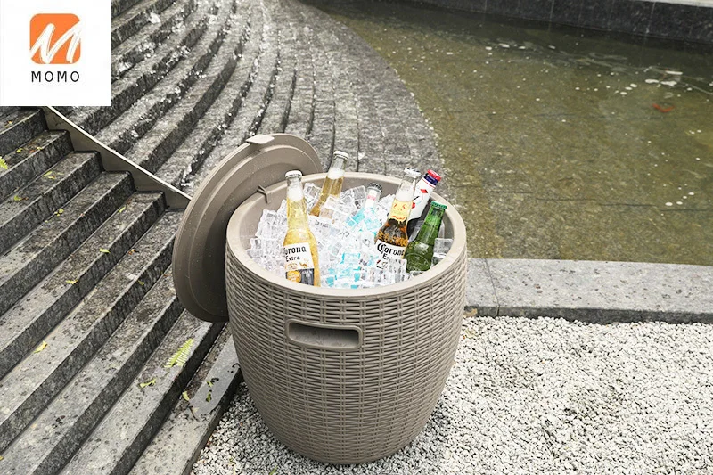 Home and Garden furniture Leisurely Wicker Side Table ice bucket