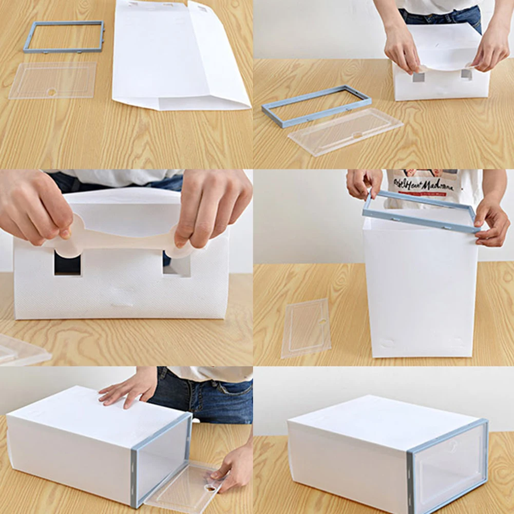 Sport Schuhe Box Stapelbar Staubdicht Transparente Flip-Typ Schuhe Lagerung Container Box Organizer Schuhe display-ständer