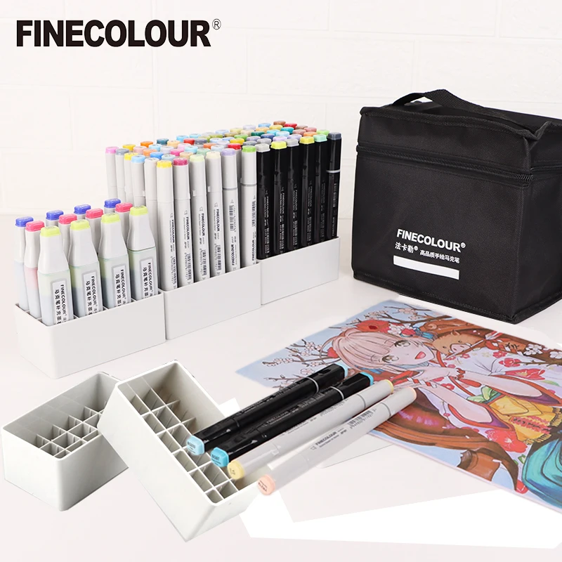 Finecolour Marker Pens Storage Bag & Base 12/24/36 Holes EF100/101/102/103 Zipper Bag Multifunctional Base Penholder Ink Base