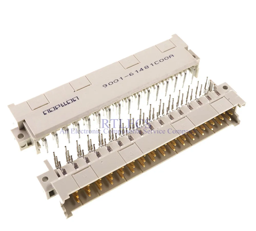 2pcs 5.08mm DIN 41612 Header Connector 3 Rows 48 Positions Male Pins Right Angle Through Hole PCB Solder 3x16