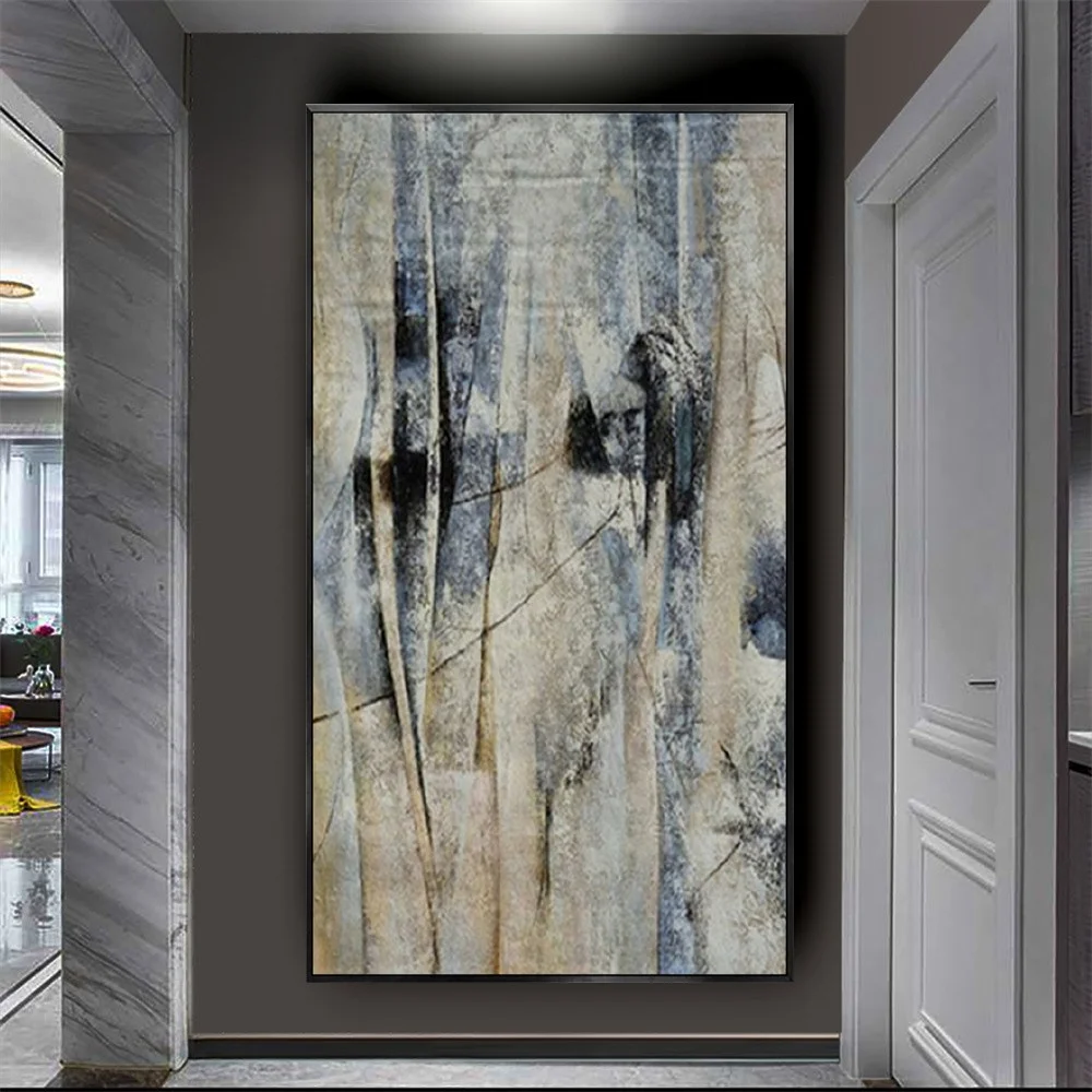 

Nordic Home Deco Paint Pictures Gray And White Texture Wall Art 100% Hand Painted Oil Painting On Canvas Marble Mural Room Decor