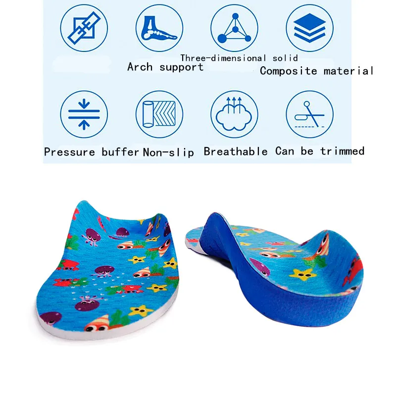 FYL Children Orthopedic Insole Professional Arch Support Flat Foot OX-Legs Kids Orthotic Shoes soles Heel Insert Foot Care