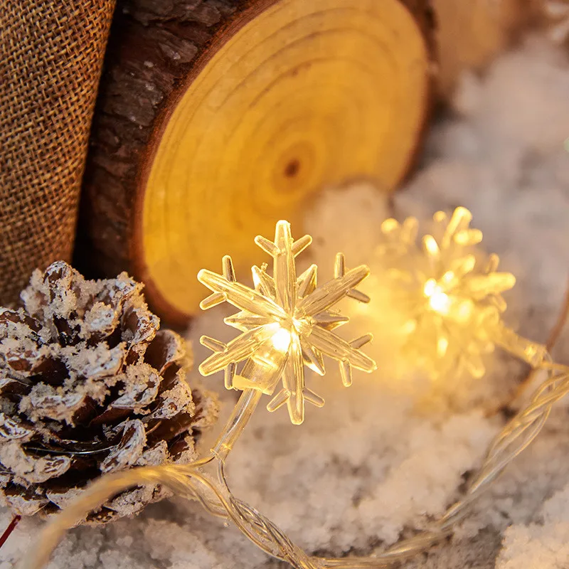 LED Fairy String Lights Snowflake Wedding Garland Christmas Light Home Decoration for New Year  Party Garden Battery USB EU LED