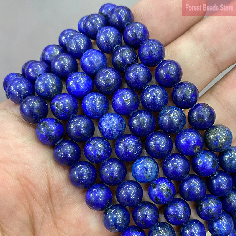 Natural Stone Beads Lapis Lazuli Stone Loose Round Beads for Jewelry Findings Diy Bracelet Necklace 15\