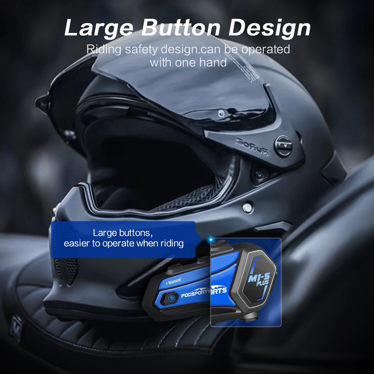 Fodsports M1-S Plus Helmet Intercom Motorcycle Bluetooth Headset 8 Rider 2000M BT Interphone,Music Sharing,FM Radio