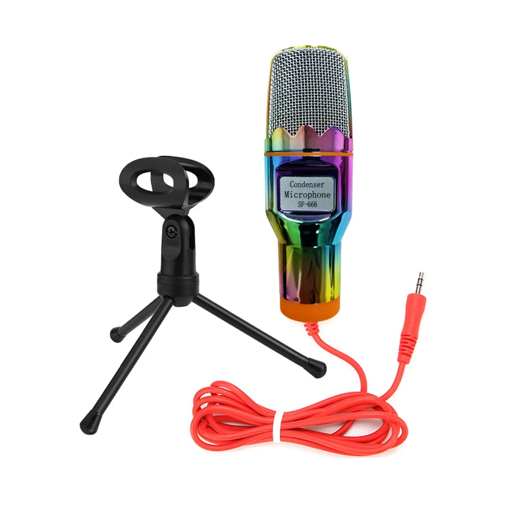 Wired Computer Microphone Portable Plug Play Studio Podcast Singing Recording Noise Reduction Desktop Condenser Sound Microphone