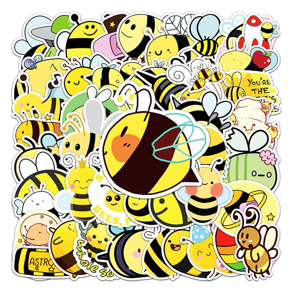 10/30/50PCS Kawaii Cute Bee Cartoon Graffiti Stickers Aesthetic Laptop Phone Fridge Waterproof Decal DI Y Sticker Packs Kid Toy