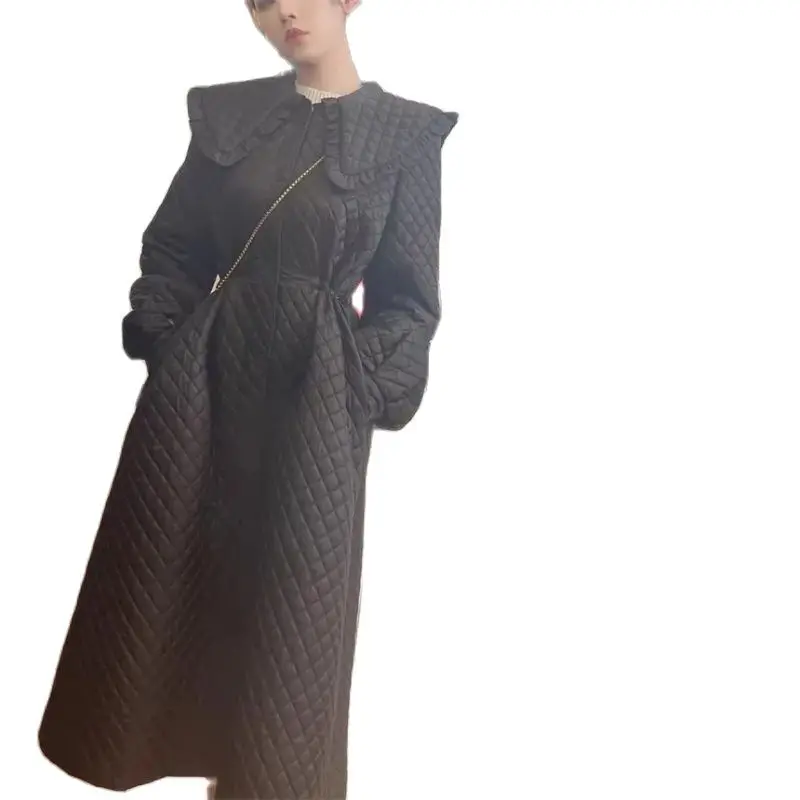 

Diamond-Shaped Temperament Cotton-Padded Coat Women's 2022 Mid-Length Winter New Simple Thin And Thick Jacket Western Style M485