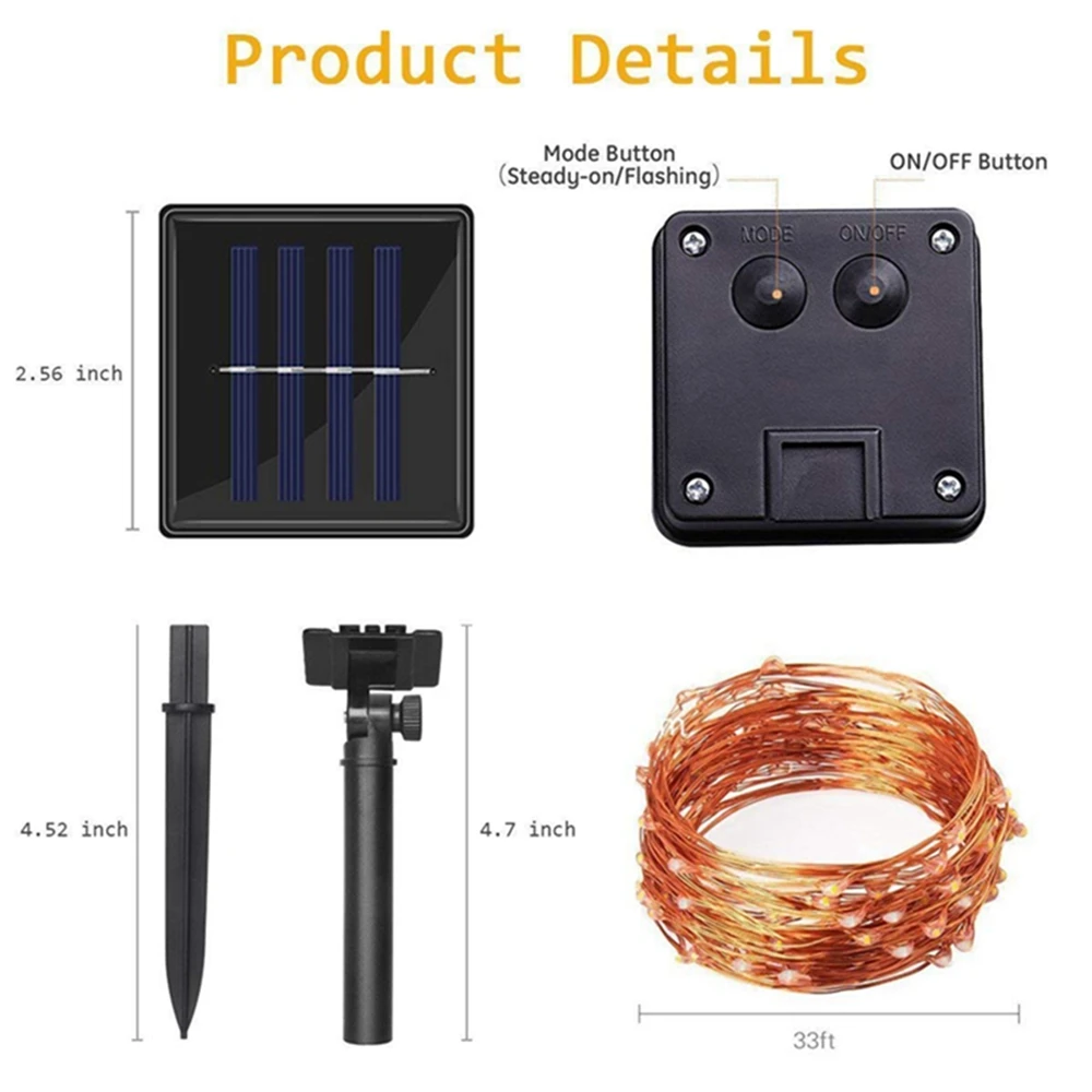 Waterproof Outdoor Street Solar String Fairy Lights 10M 20M LED Solar Lamps 100 200leds Christmas Decoration for Garden Yard