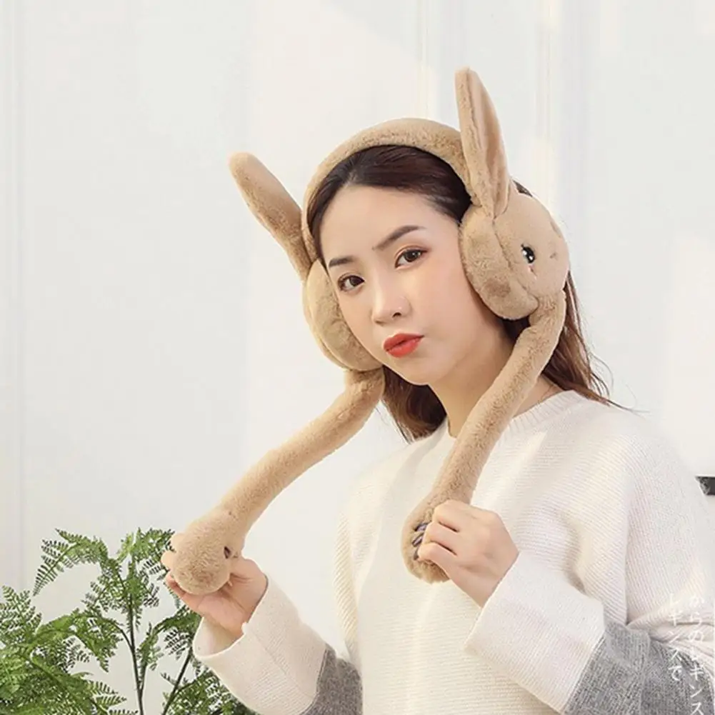 Winter Accessory  Stylish Women Winter Rabbit Earmuff Rabbit Design Ear Warmer Convenient Storage   for Hiking