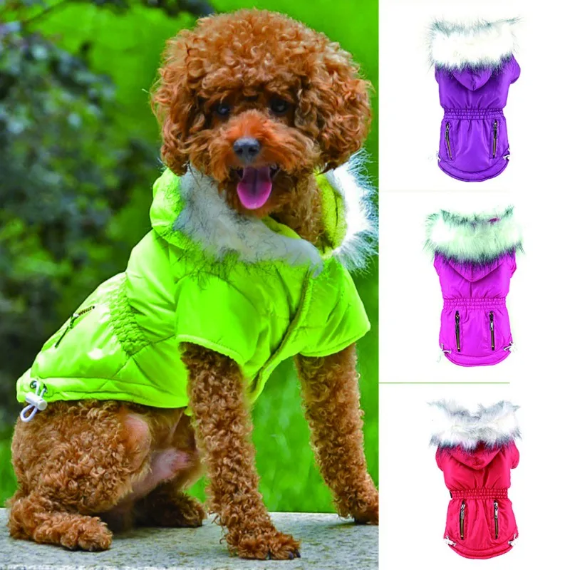 Winter Warm Jacket with Harness Puppy Pet Clothes Dog Cloth Vest Winter Clothing