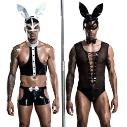 Sexy Men's Bunny Costume Maid Cosplay Hot Erotic Men Party Performance Dress Rabbit Role Play Halloween Costumes