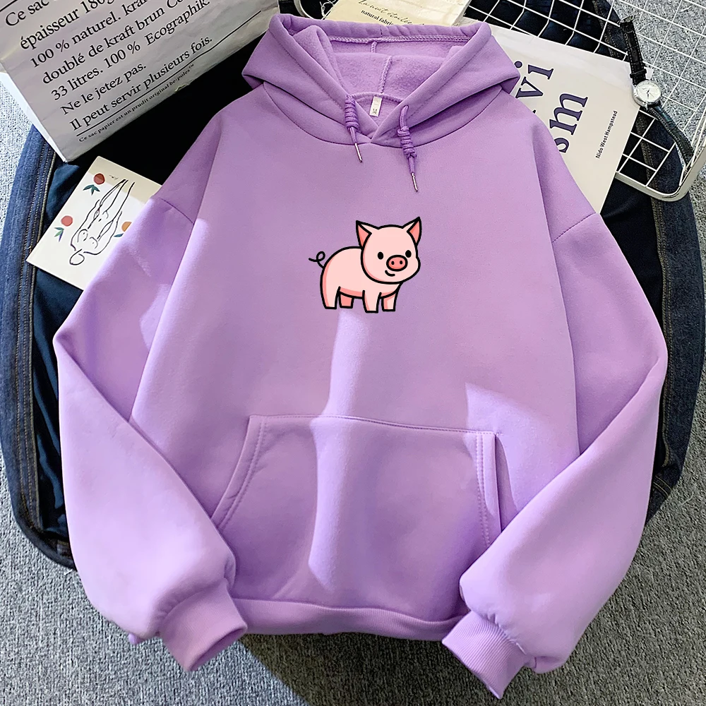 Cartoon Print Pig Hoodie Oversize Harajuku Sweatshirt Gothic Aesthetic Clothing Kpop Hoodies with Pocket Kawaii Clothes for Teen