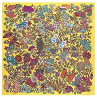 Marca de lujo 2023, nuevo diseño, bufanda de rama y abanico para mujer, bufanda cuadrada de sarga de seda, pañuelo, bufandas para mujer, chal Echarpe