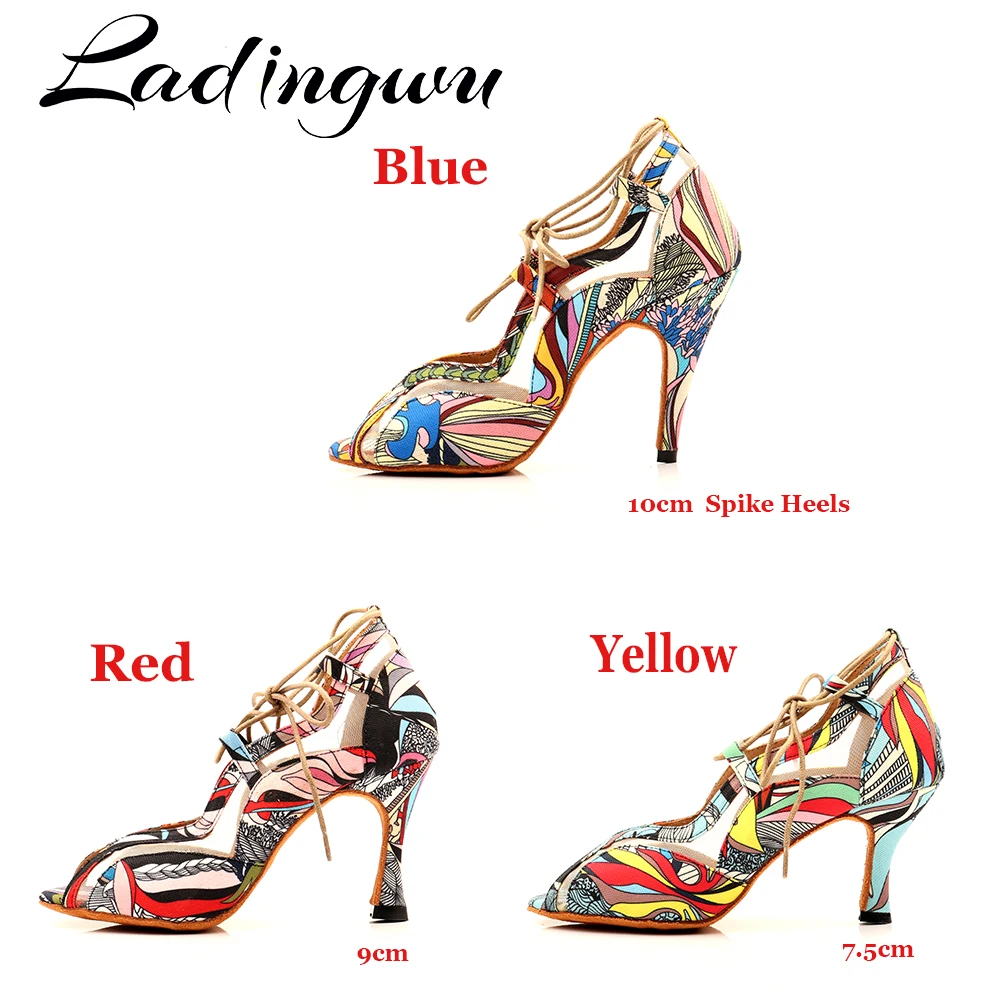 Ladingwu Dancing Roman Boots Latin Dance Shoes Salsa Woman Professional Ballroom Dance Shoes For Girls Customizable Outdoor Sol