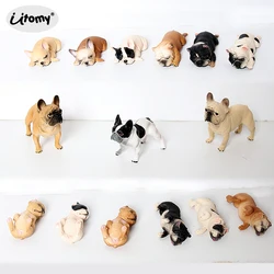 Realistic French Bulldog Pet Dog Family Animal Model Figure Toy Collection Cake Topper,Garden Plant,Automobile Decoration