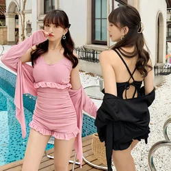 2021 nowe koreańskie Style Monokini kobiety stroje kąpielowe strój jednoczęściowy strój kąpielowy stały strój kąpielowy Sexy Monokini kostiumy kąpielowe