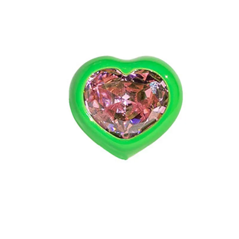 Coloured big heart chunky rings for women pink green blue statement ring y2k jewelry club teenage jewelry 2021