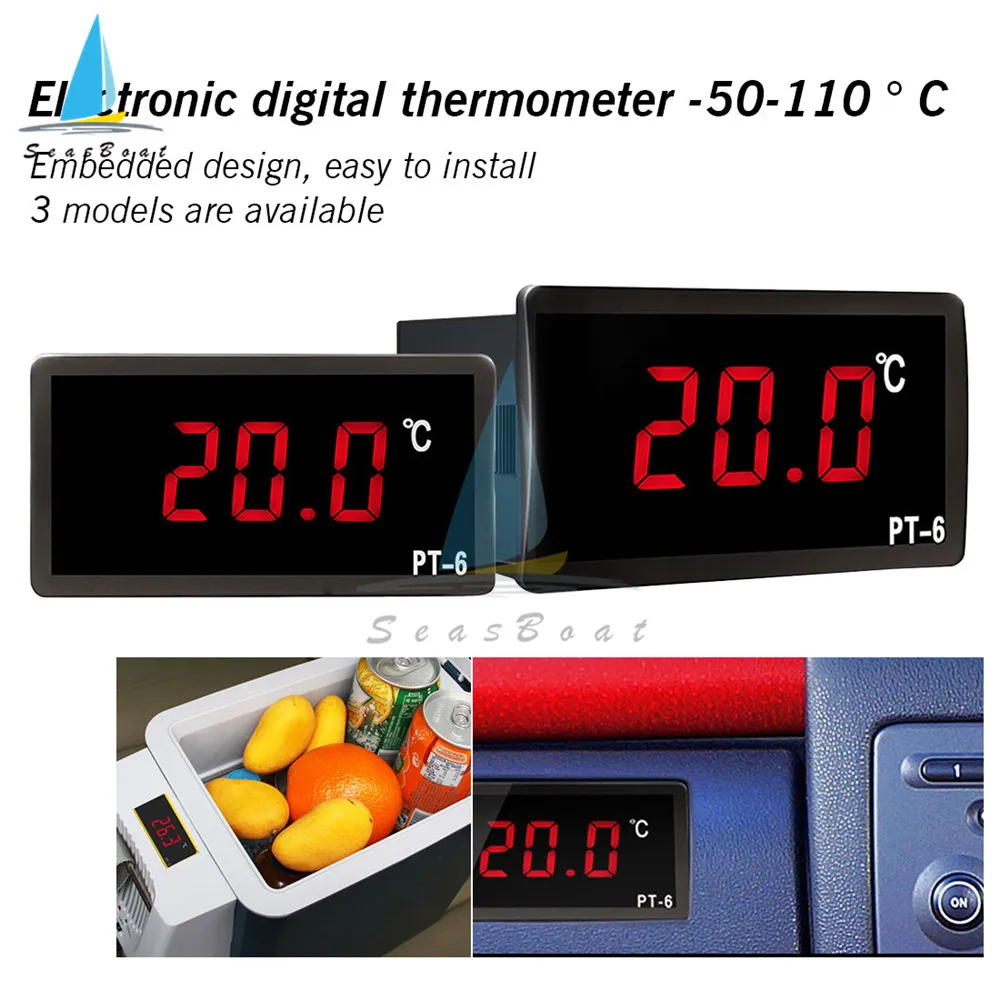 -40~110℃ Digital Car Thermometer Vehicle Temperature Meter Monitor PT-6 AC 220V Automotive Thermometer with NTC Sensor