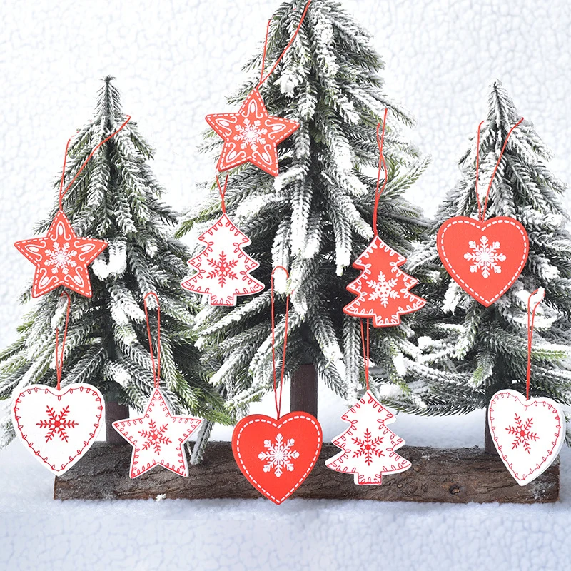 

12Pcs/Set Wooden Christmas Tree Ornaments DIY Wood Hanging Pendants Snow Elk Xmas Party Decorations New Year Home Decor Navidad