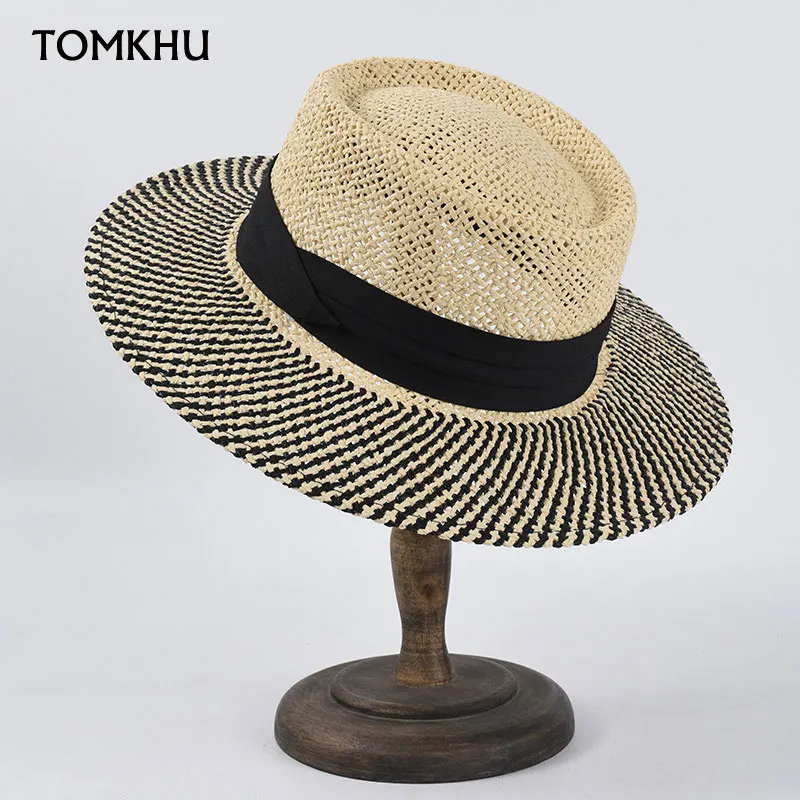 Fashion Summer Chapeu Feminino Women Paper Straw Boater Sun Hats Fine Braid UPF50+ For Both Women Men Beach Panama Hat Flat Caps