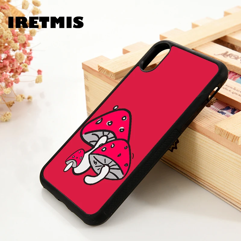 Iretmis 5 5S SE 6 6S Silicone Rubber Phone Case Cover for iPhone 7 8 Plus X Xs 11 12 MINI Pro Max XR Shroom mushroom red print