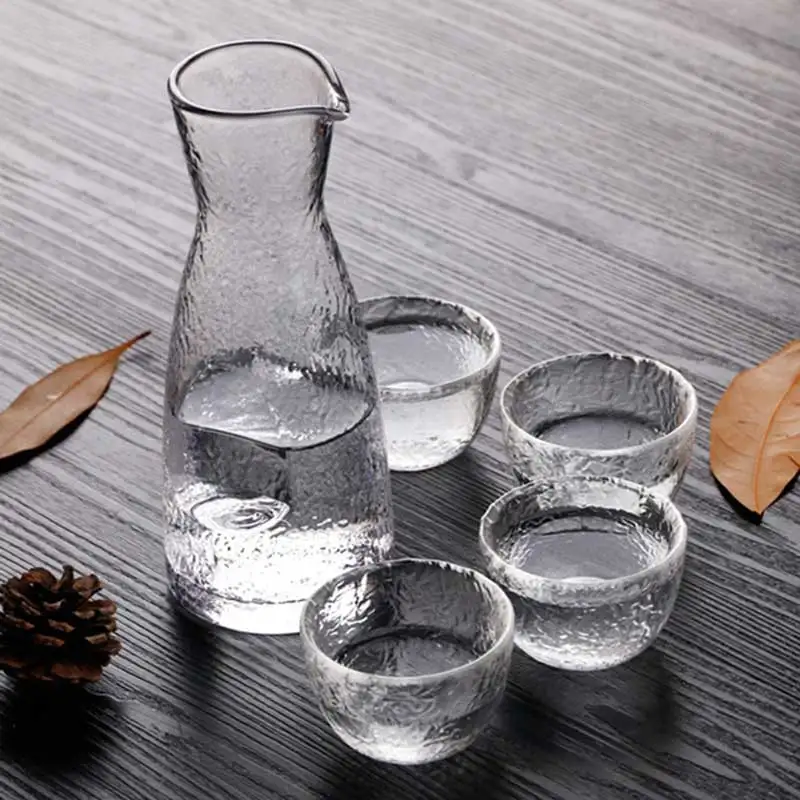 Japanese Style Wine Glasses Lead-free Crystal Sake Pot Cup Set Flagon Liquor Cup Creative Drinkware Gifts Bar Kitchen Accessorie