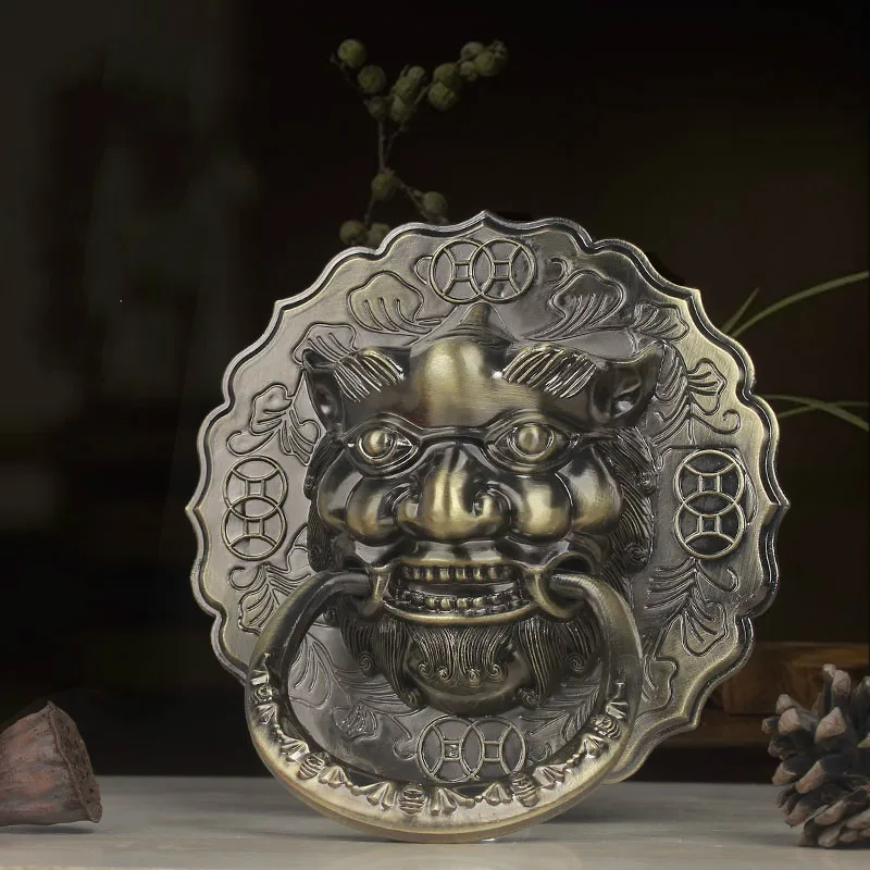 Decorative Door Knocker Animal Head Vintage Door Retro Lion Head Brass Handle Antique Home Door Accessories
