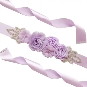 Elegante ornamentos cintura pérola strass acessórios flor vestido de noiva frisado artesanal faixas cinto de casamento simulado rosa 8 principais vendas cinto com miçangas - №4