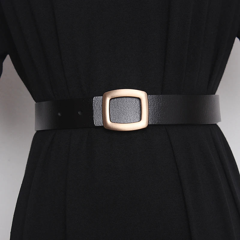 Women's runway fashion gold buckle genuine leather Cummerbunds female Dress Corsets Waistband Belts decoration belt TB1260