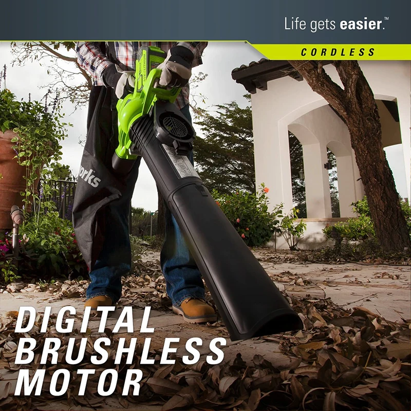 Greenworks jardim ao ar livre digipro G-MAX 40 v variável sem fio speed185mph ventilador vaccumm com carregador de bateria 4ah, retorno livre