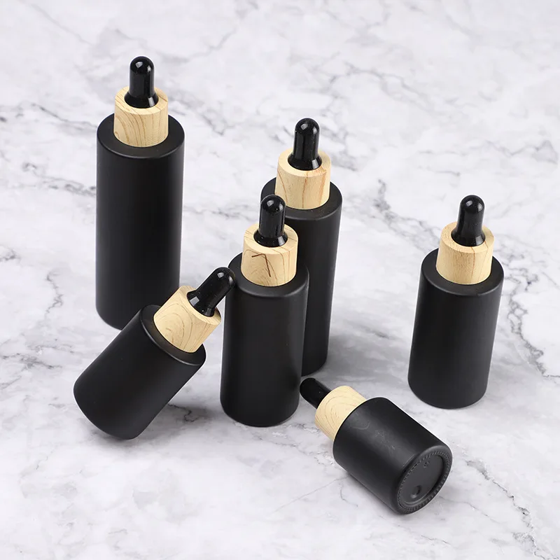 

10pc Dropper Bottle Tubes Frosted Black Glass Aromatherapy Liquid for Essential Massage Oil Pipette Refillable Bottles Container