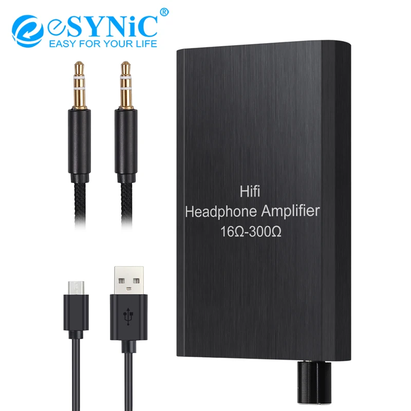 eSYNiC 16-300Ω Portable HiFi Earphone Amplifier 3.5mm AUX Amp Aluminum Mini Headphone Amplifier For MP3 MP4 Laptop Mobile Phone