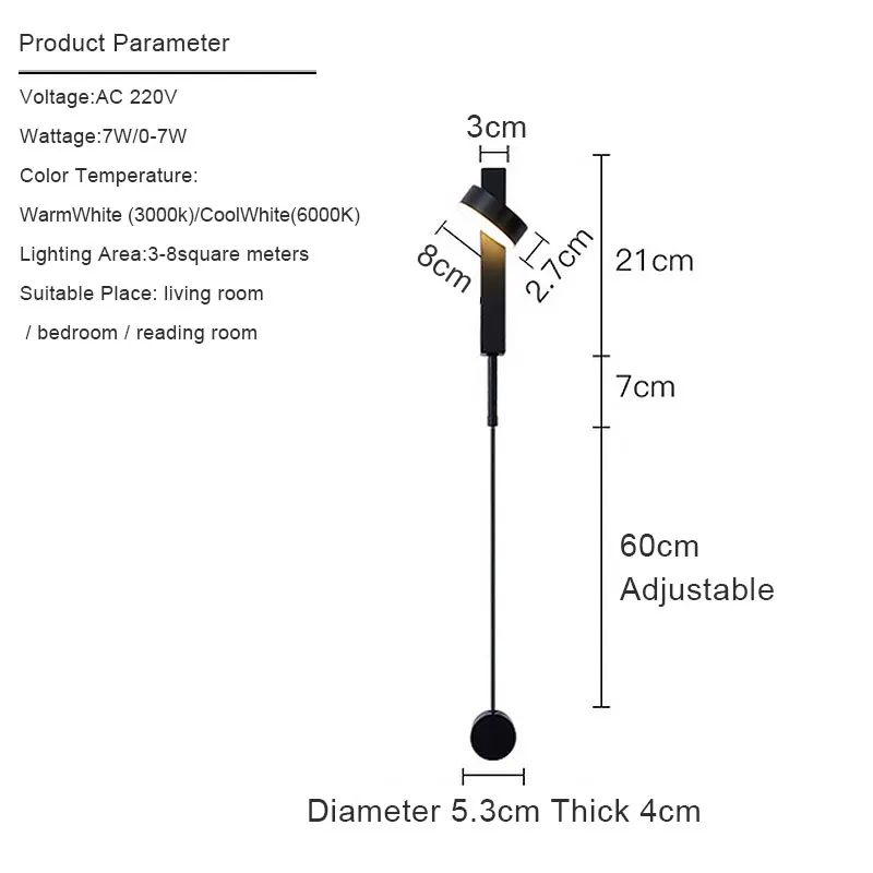 Led indoor wall lamps rotation dimming switch led wall light modern stai wall deco wall sconce livingroom golden led luminaire