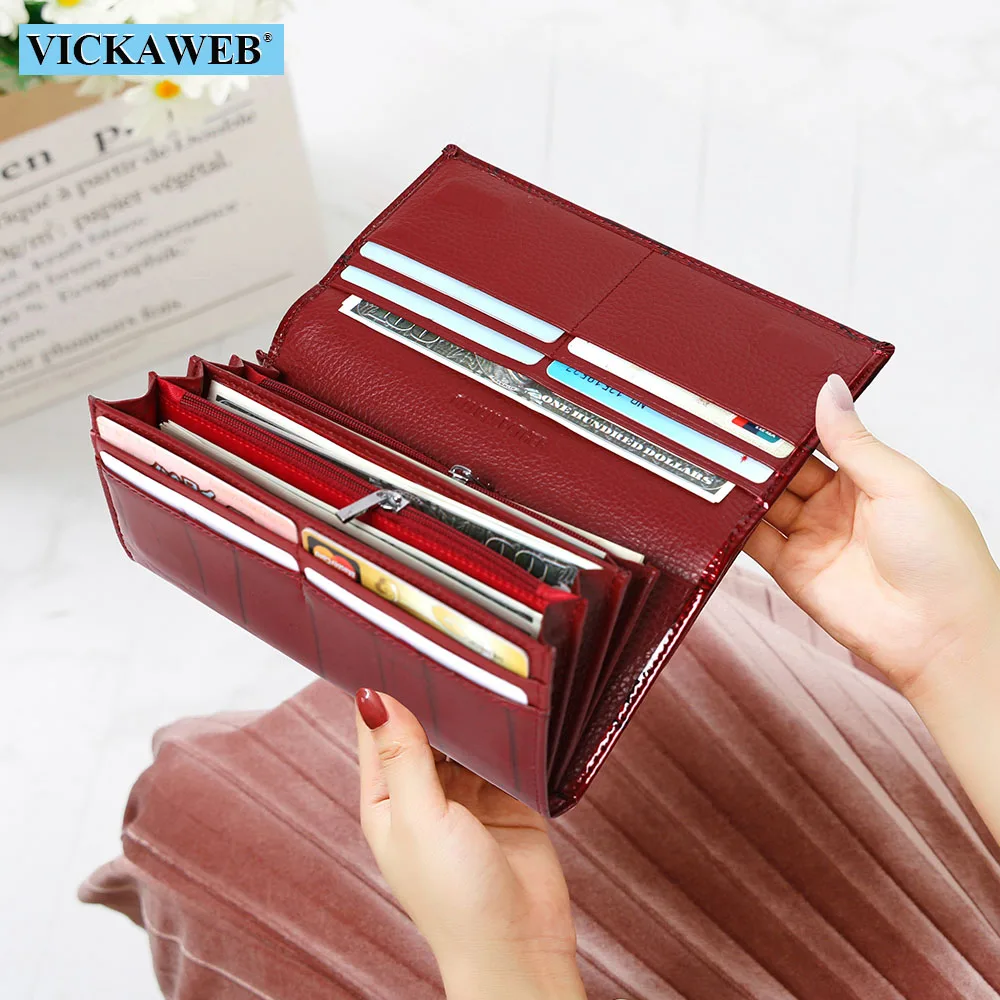 Free Gift Genuine Leather Women Wallet Magnetic Hasp Female Long Purse Ladies Coin Purses Fashion Wallets Women\'s Money Walet