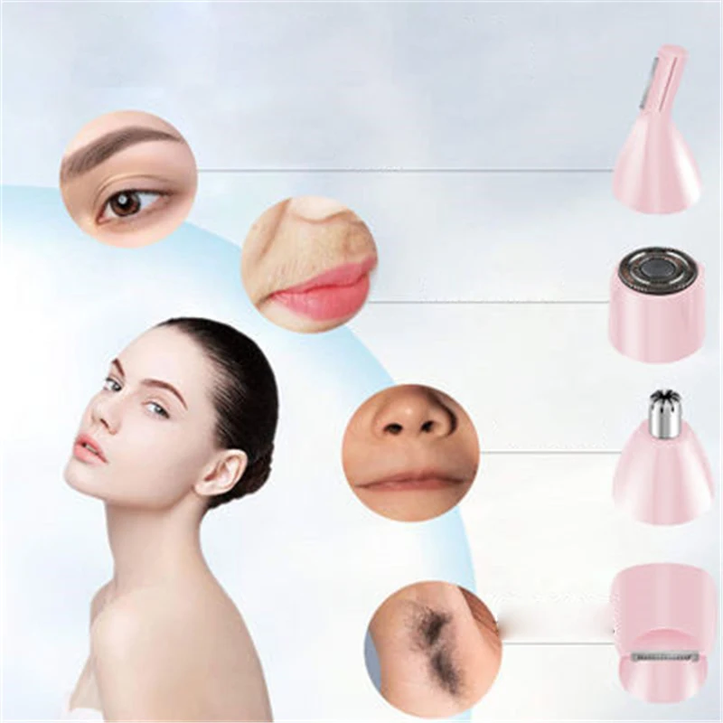4 in 1 Epilierer Weibliche Augenbraue Trimmer Frauen Rasierer Haar Entfernung Rasiermesser Gesicht Dame Bikini Enthaarung Rasur