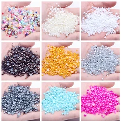 50-1000Pcs Half Round Imitation Pearls Beads Flatback Satin Luster ABS Assorted Plastic Bead for Craft DIY 3/4/6/8/9/10/12/14mm