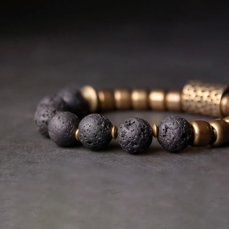 wholesale items Copper Charm Rock Lava Stone Bracelet Tribal Minimalist Street Marvel Dark Strand Anniversary Gift for Him Her