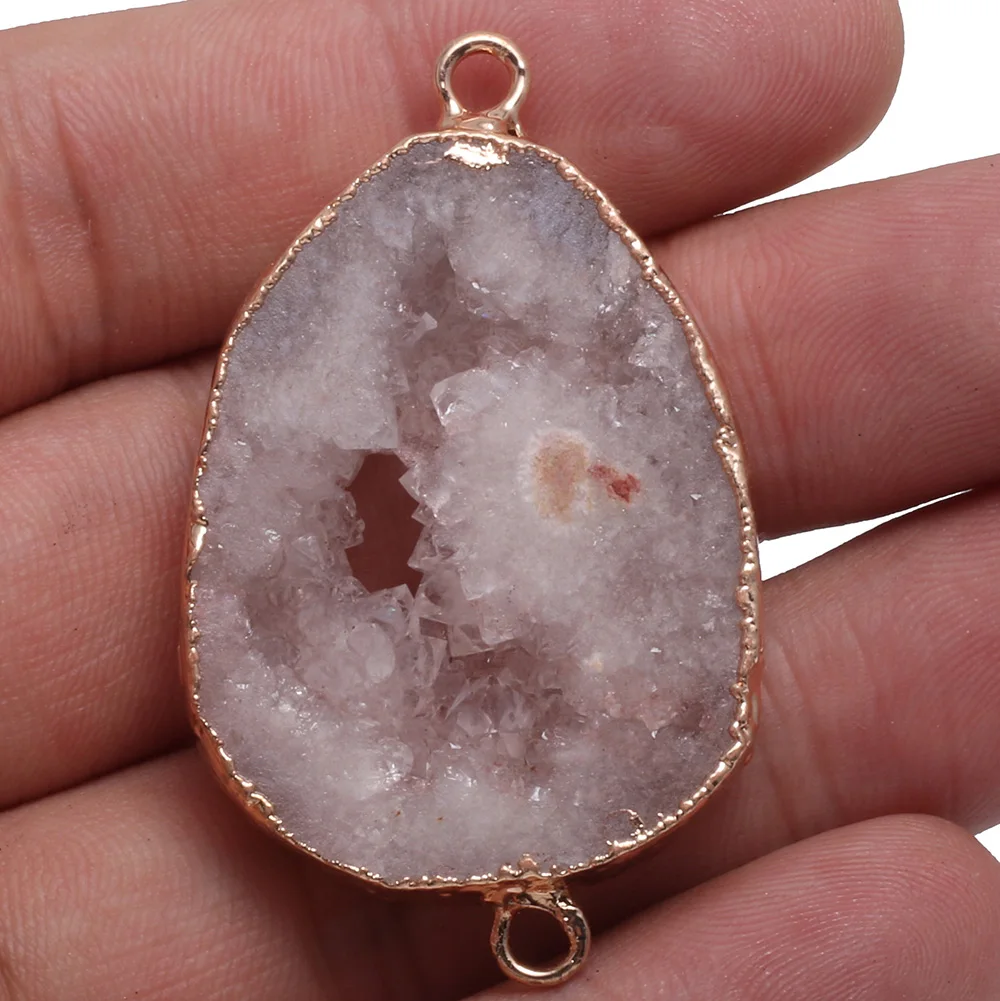 Irregular Quartz Crystal Pendant Fashion Natural Druzy Agates Connector Charms Pendant DIY Jewelry Making Necklace Gifts