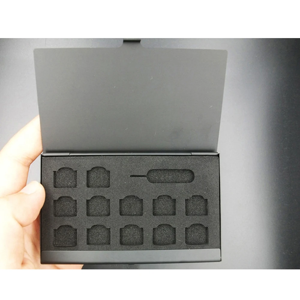 12-Slots-NANO+1-Slot-Card-Pin Aluminum Portable SIM Micro Pin SIM Card Nano Memory Card Storage Box Case Protector Holder