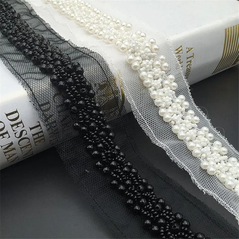 1yard DIY Rhinestone lace Milk silk bar code lace spot white black water soluble lace embroidery lace underwear dress wedding