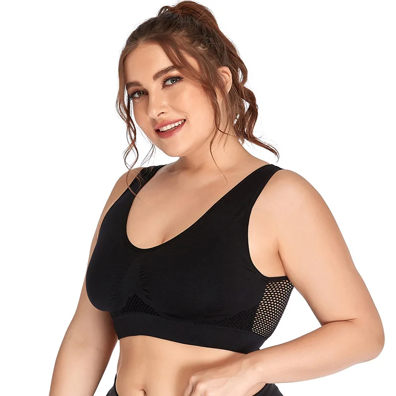 S-XXL XXXL 4XL 5XL 6XL Big Size Sports Bra,Black White Breathable Wire Free Sleep Daily Yoga Bra,Women Padded Sports Top