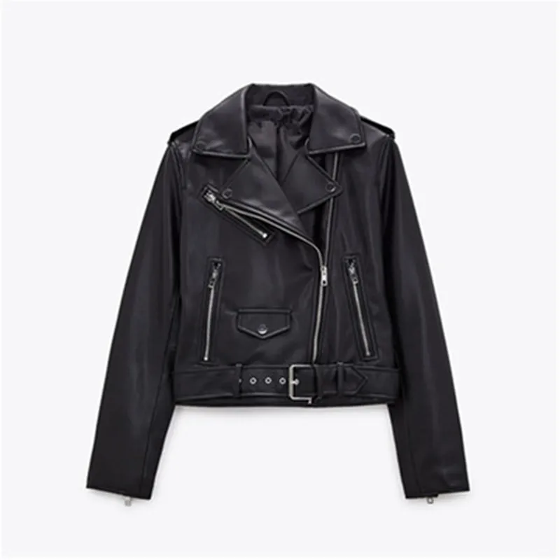 2021 Early Fall New European And American Fashionable Motorcycle Wind LApel Zipper Pu Women’s Leather Jacket