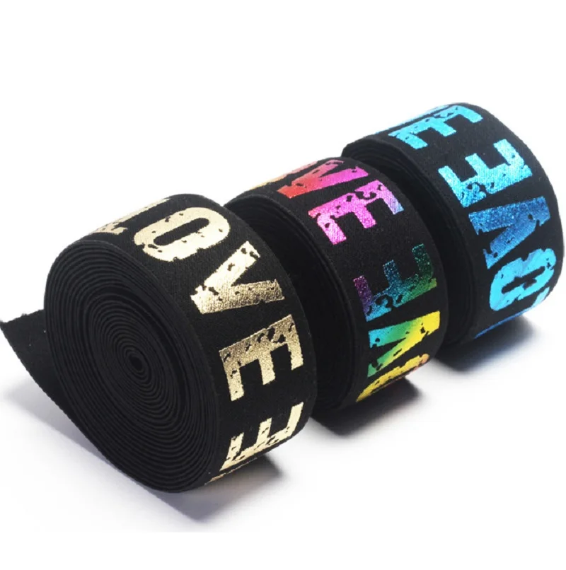 2/3/4cm Elastic Band Printing LOVE Rubber Webbing Classic Pattern Letter Love Elastic Belt for Clothing Trousers Sewing Supplies