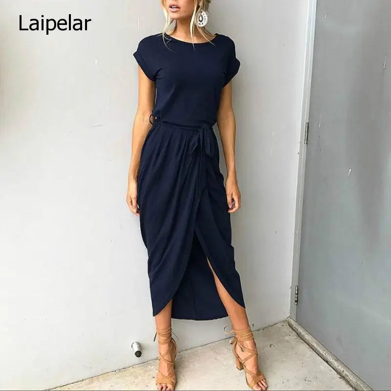 2020 Long Party Dresses  Summer Short Sleeve Women Dress Elegant Maxi Loose Vestidos Casual Sundresses Female